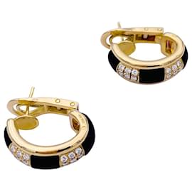 Boucheron-Boucheron earrings, "The Plural", In yellow gold, diamants, snakewood.-Other
