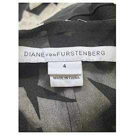 Diane Von Furstenberg-DvF mock wrap dress de seda-Preto,Branco,Vermelho