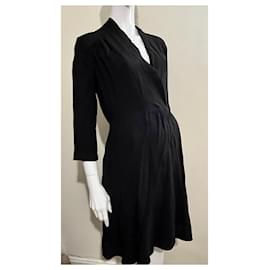 Ghost London-Black mock wrap dress from viscose, Generously sized-Black