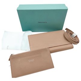 TIFFANY & CO. wallet with shoulder strap in beige leather Beige