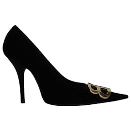 Balenciaga-Balenciaga BB Knife Pumps in Black Velvet-Black