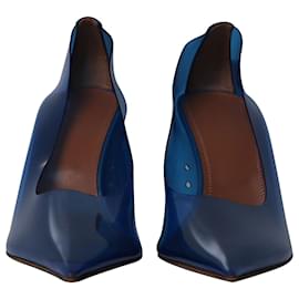 Amina Muaddi-Zapatos de salón con cuña de cristal Ane Muaddi en PVC azul-Azul