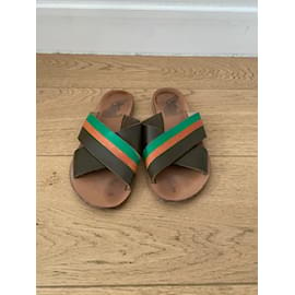 Ancient Greek Sandals-SANDALES GREC ANCIENNES Sandales T.UE 35 cuir de vachette-Kaki