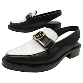 Louis Vuitton-LOUIS VUITTON ACADEMY SLINGBACK SHOES 1a67D2 37 MOCCASIN BLACK SHOES-Other