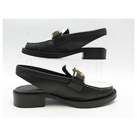 Louis Vuitton-LOUIS VUITTON ACADEMY SLINGBACK SHOES 1a67D2 37 MOCCASIN BLACK SHOES-Other