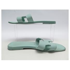Hermès-HERMES ORAN MULES SHOES 38.5 IN TURQUOISE H EPSOM LEATHER202272Z SHOES-Turquoise