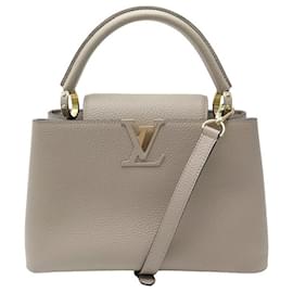Louis Vuitton-NEW LOUIS VUITTON CAPUCINES MM M HANDBAG42253 PEBBLE NEW HAND BAG PURSE-Beige