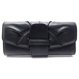 ELIE SAAB HAND BAG BLACK LEATHER CLUTCH HAND BAG Black