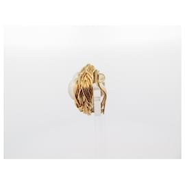 Chanel-VINTAGE CHANEL EARRINGS 1985 PEARLS AND GOLDEN METAL GOLDEN EARRINGS-Golden