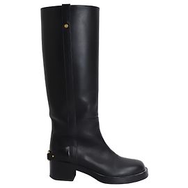 Valentino Garavani Troopup 55mm Knee-High Boots in Black Leather Black