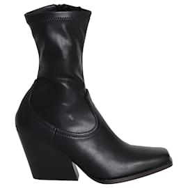 Stella Mc Cartney-Stella McCartney Cowboy Stretch 95mm Boots in Black Polyurethane-Black