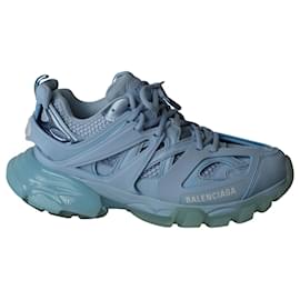 Balenciaga-Balenciaga Track Sneakers mit klarer Sohle aus hellblauem Polyurethan-Blau,Hellblau