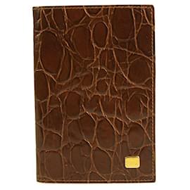 Gianfranco Ferré-Gianfranco Ferre Marrón Cocodrilo Repujado Charol Nuevo Unisex Hombres Cartera-Castaño