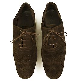 Chaussures richelieu à lacets perforées en daim marron Louis Vuitton LV homme 7 Marron