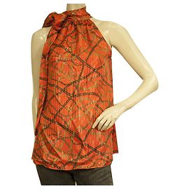 Michael by Michael Kors Laranja Glittery Halter Neck Chain Logo Top size XS Laranja