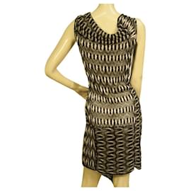Missoni-Missoni Black & Silver Sleeveless Zig Zag Knitted Mini Sheer dress size 40-Noir,Argenté