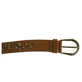 Miu Miu-Miu Miu Brown Leather Gunmetal Tone Hardware Studded Belt size 85/34-Brown