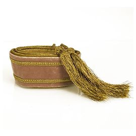 Roberto Cavalli Cinturón de lazo con borlas de cordón dorado de terciopelo rosa talla M Rosa