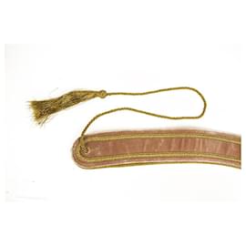 Roberto Cavalli-Roberto Cavalli Pink Velvet Gold Cord Tassels Tie Waist Belt size M-Pink