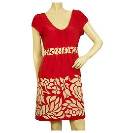 Tibi 100% Mini-robe en soie rouge et fleurie à manches courtes et encolure dégagée taille 6 Rouge