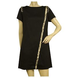 Zadig & Voltaire Mini robe Ranon Black Jacquard Studded Short Sleeves taille S Noir