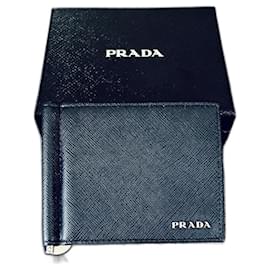 Prada-Portafoglio con clip Prada-Blu navy
