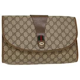 Gucci-GUCCI GG Toile Web Sherry Line Pochette Beige Rouge 89.01.031 Auth yk7021b-Rouge,Beige