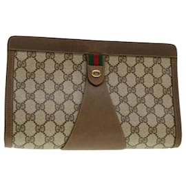 Gucci-GUCCI GG Canvas Web Sherry Line Clutch Bag Beige Red Green 8901033 Auth am4321-Red,Beige,Green