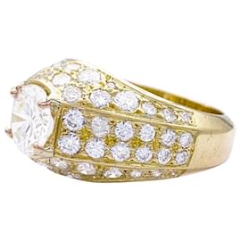 inconnue-Yellow gold ring, diamants.-Other
