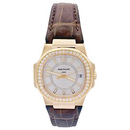 Patek Philippe Uhr, "Nautilus", Rotgold, Diamanten, cuir. Andere