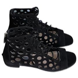 Espadrilles Prada en peau de cerf noir Noir