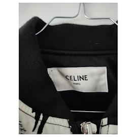 Céline-Celine by Hedi Slimane Bomber jacket in printed cotton twill Black White-White