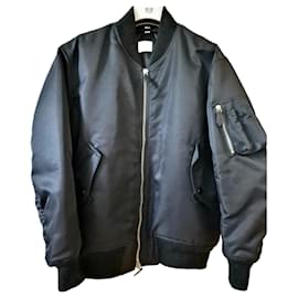 Burberry Bomber Jacket Black Polyester Size 40 Black