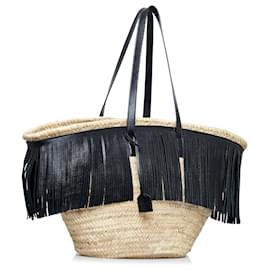 Saint Laurent-Saint Laurent Brown Panier Fringe Basket Bag-Brown