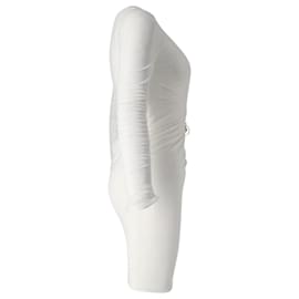 Versace-Versace Minikleid mit verziertem Reißverschlussdetail aus weißer Viskose-Weiß
