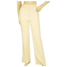 Victoria Beckham-Victoria Beckham Pantalon taille haute en viscose et soie blanc Taille UK 6-Blanc