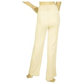 Victoria Beckham-Pantaloni Victoria Beckham bianchi a vita alta in viscosa di seta Pantaloni taglia UK 6-Bianco