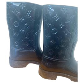 Louis Vuitton Black Leather Ankle Boots Black