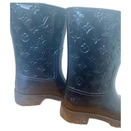 Louis Vuitton Burgundy Monogram Rubber Drops Flat Half Rain Boots