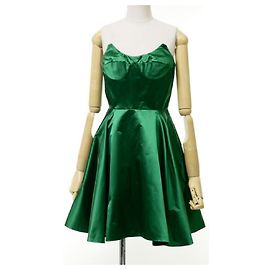 Miu Miu Seidenkleid Dunkelgrün