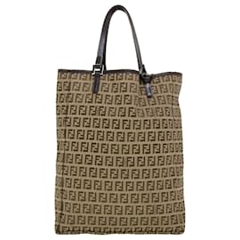 Fendi-FENDI Zucchino Canvas Tote Bag Beige 3677 8BH006019 Auth am4382-Beige