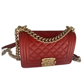 Chanel-CHANEL  Handbags   Leather-Red
