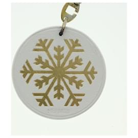 Hermès-HERMES Crystal of Snow Charm Leather White Silver Gold Auth ar9453b-Silvery,White,Golden