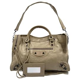 Balenciaga-Beige Leather Balenciaga City-Beige