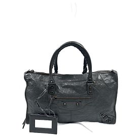 Weekender Balenciaga in pelle nera Nero