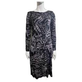 Ghost London-Vestido de comprimento médio drapeado em roxo e preto-Preto,Roxo