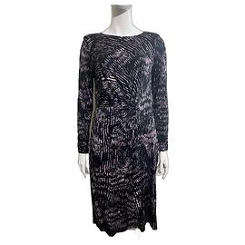 Ghost London Robe mi-longue drapée violette et noire Noir Violet