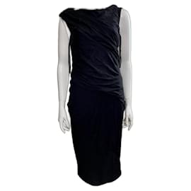 Diane Von Furstenberg-Vestido DvF Gloria de lana drapeada-Negro