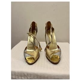 Casadei-Goldene und silberne Sandalen mit hohen Absätzen von Casadei-Silber,Golden