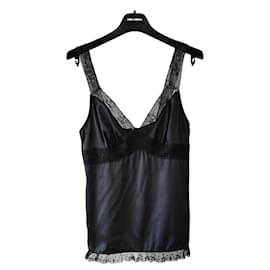 Dolce & Gabbana-DOLCE&GABBANA LINGERIE TOP IN SATIN WITH LACE-Black